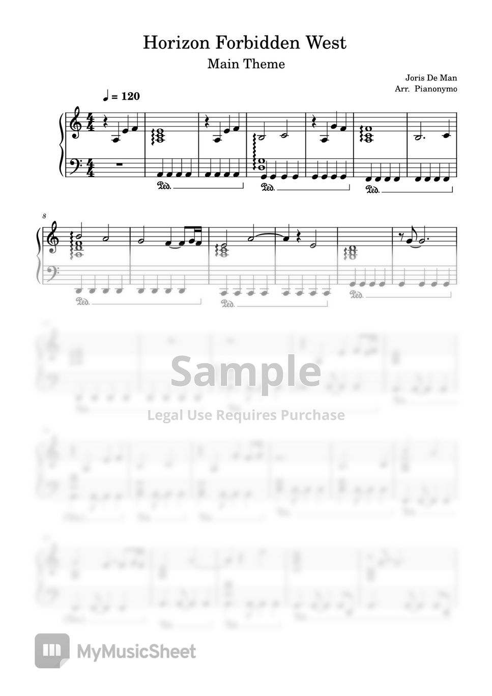 Horizon Forbidden West - Main Theme Sheets by Pianonymo