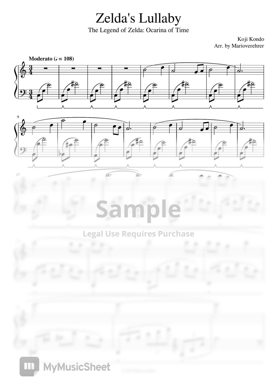 Zelda s Lullaby The Legend Of Zelda Ocarina Of Time For Piano Solo 