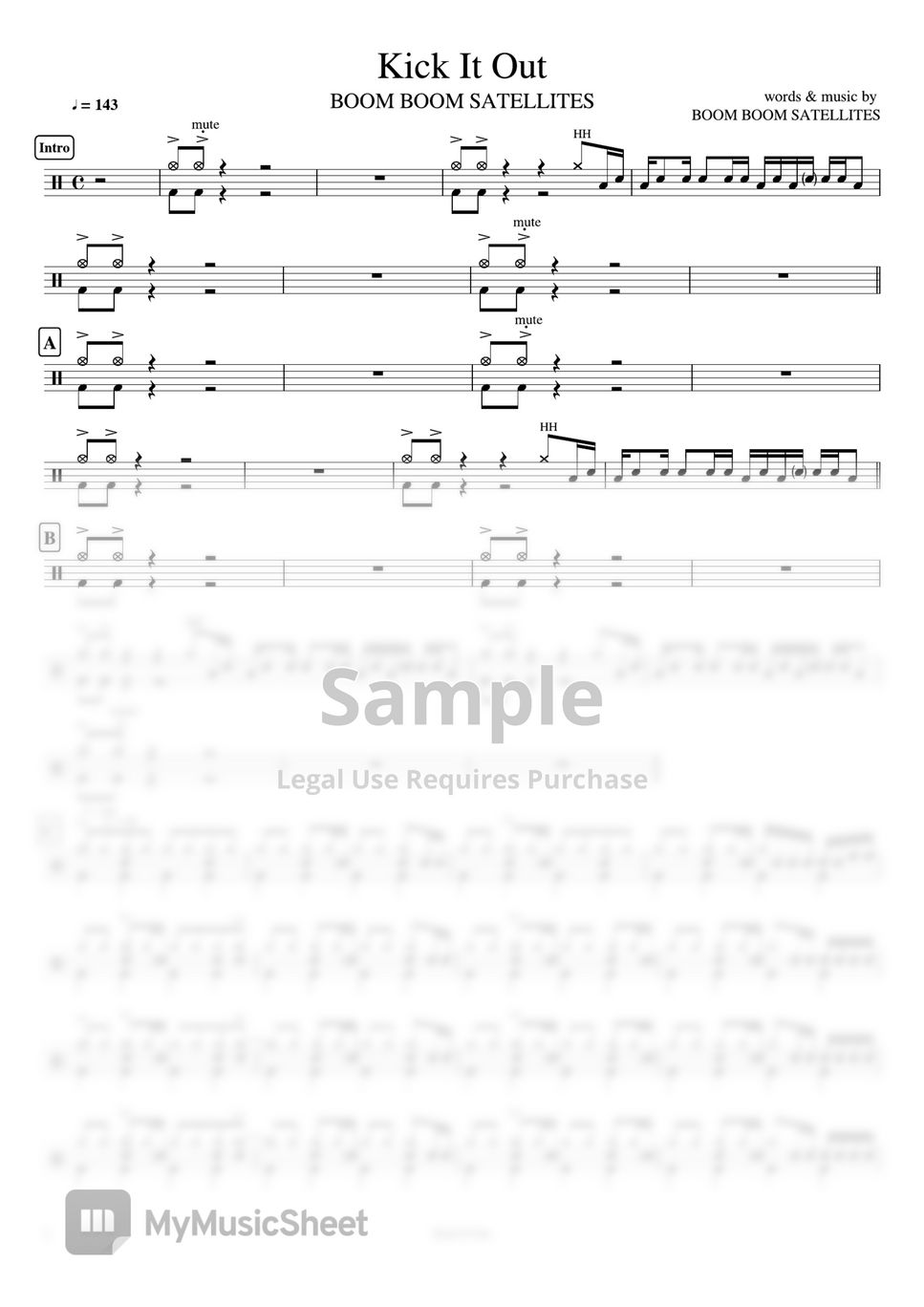 Boom Boom Satellites KICK IT OUT Sheets by Cookai's Jpop Drum sheet