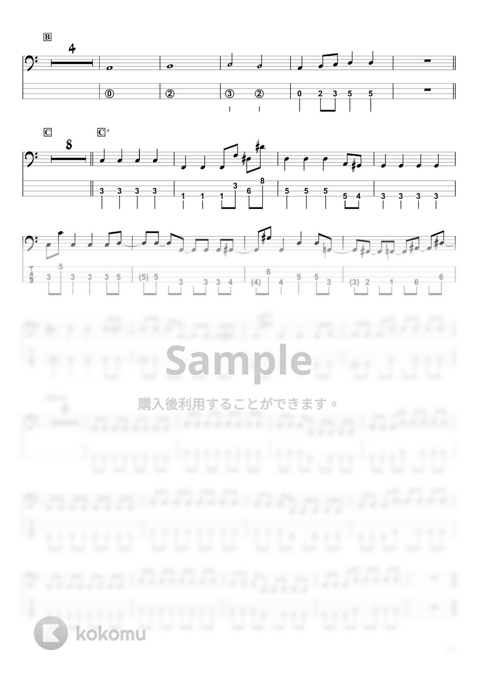 藤井 風 - grace (ベースTAB譜☆4弦ベース対応) 楽譜 by swbass