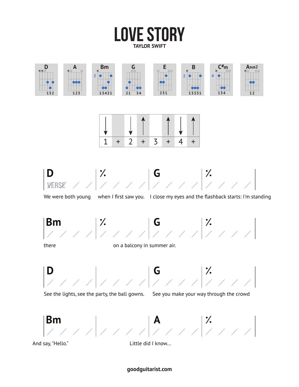 Taylor Swift - Love Story - Chords & Strumming - Sheet by GoodGuitarist