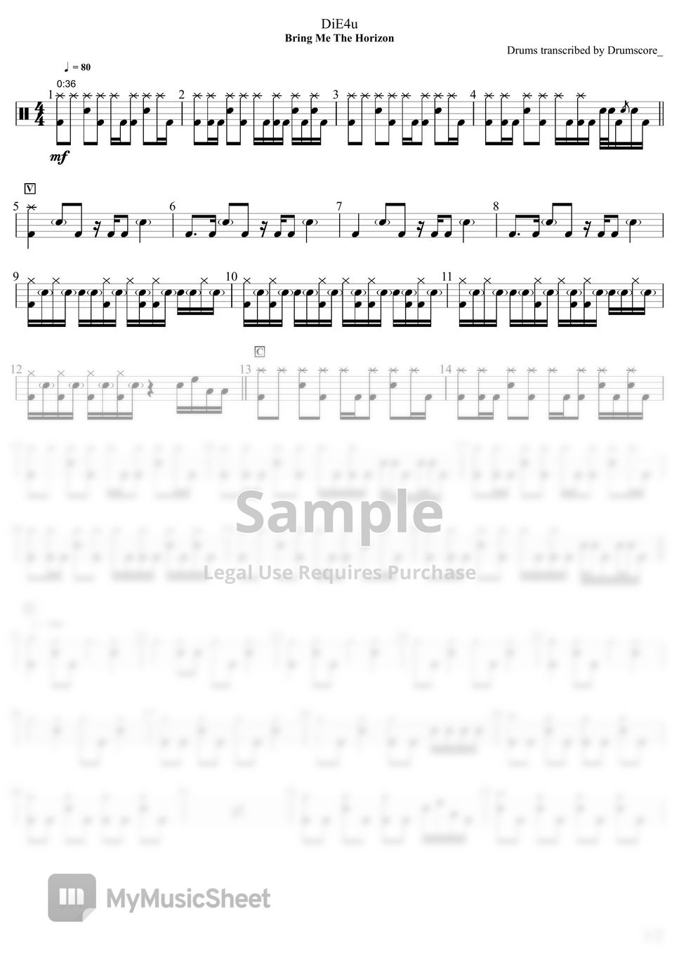 Bring Me The Horizon - Doomed - Sheet Music For Drums