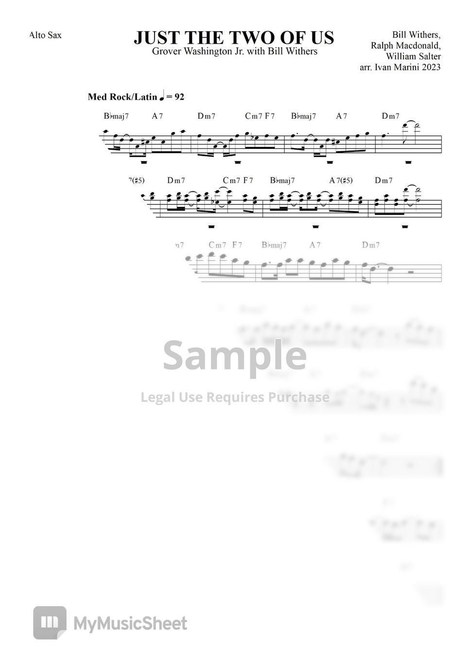 JUST THE TWO OF US - Alto Sax Sheet music for Saxophone alto (Solo)