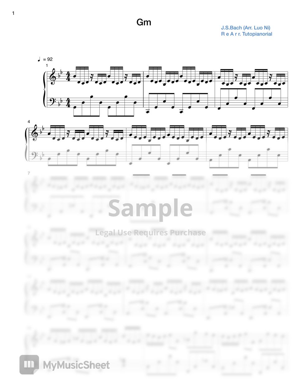 J. S. Bach (Luo Ni) - G Minor Bach (Piano Tiles 2) by Tutopianorial