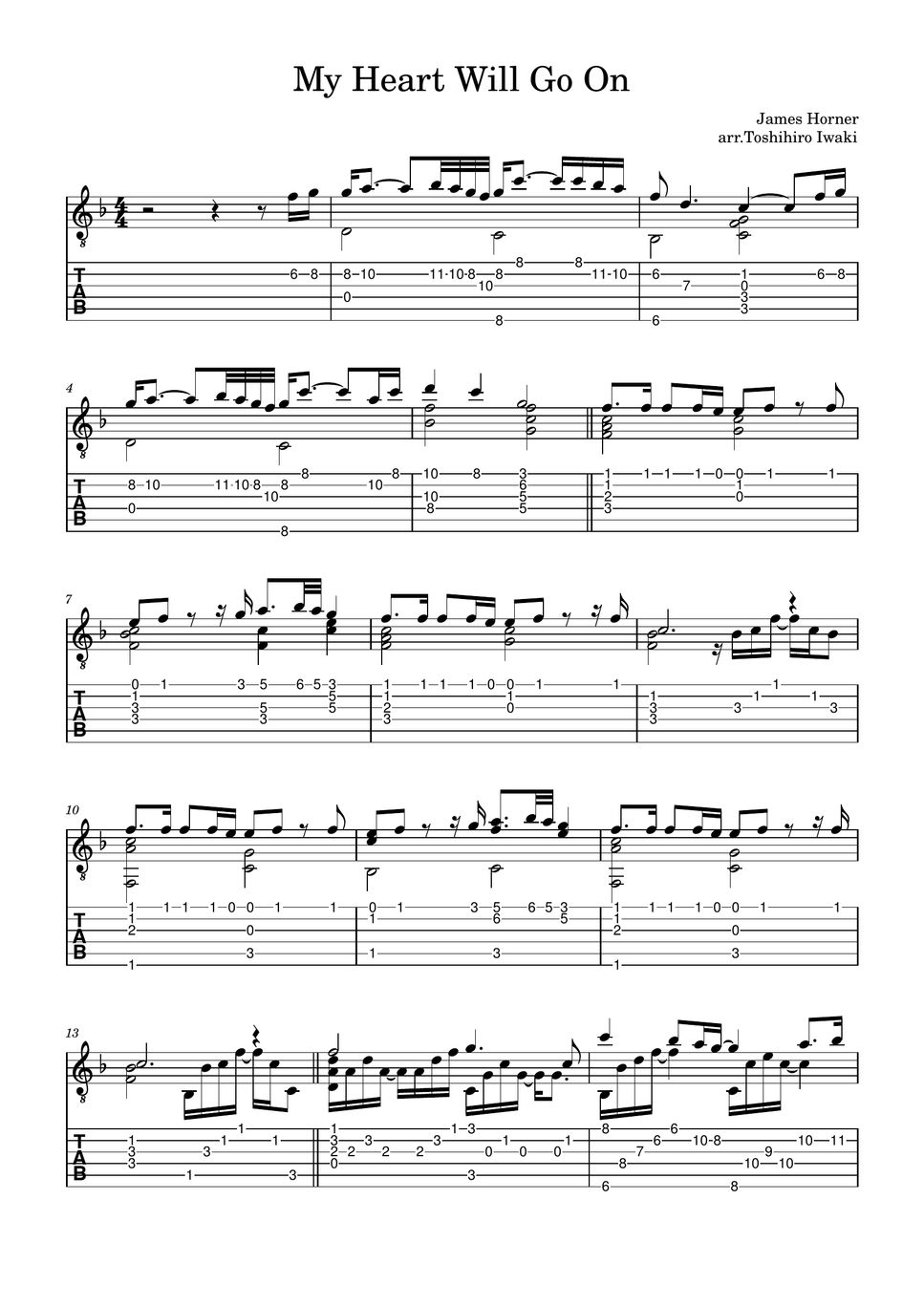 James Horner My Heart Will Go On Tab + Partition à une seule portée by Toshihiro Iwaki