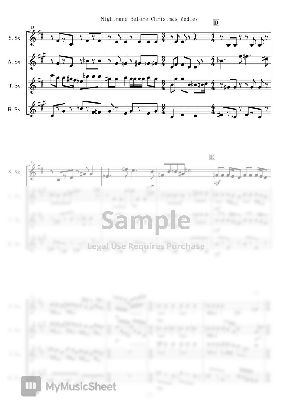 Nightmare Before Christmas - Nightmare Before Christmas Medley (Sax Quartet) by muta-sax