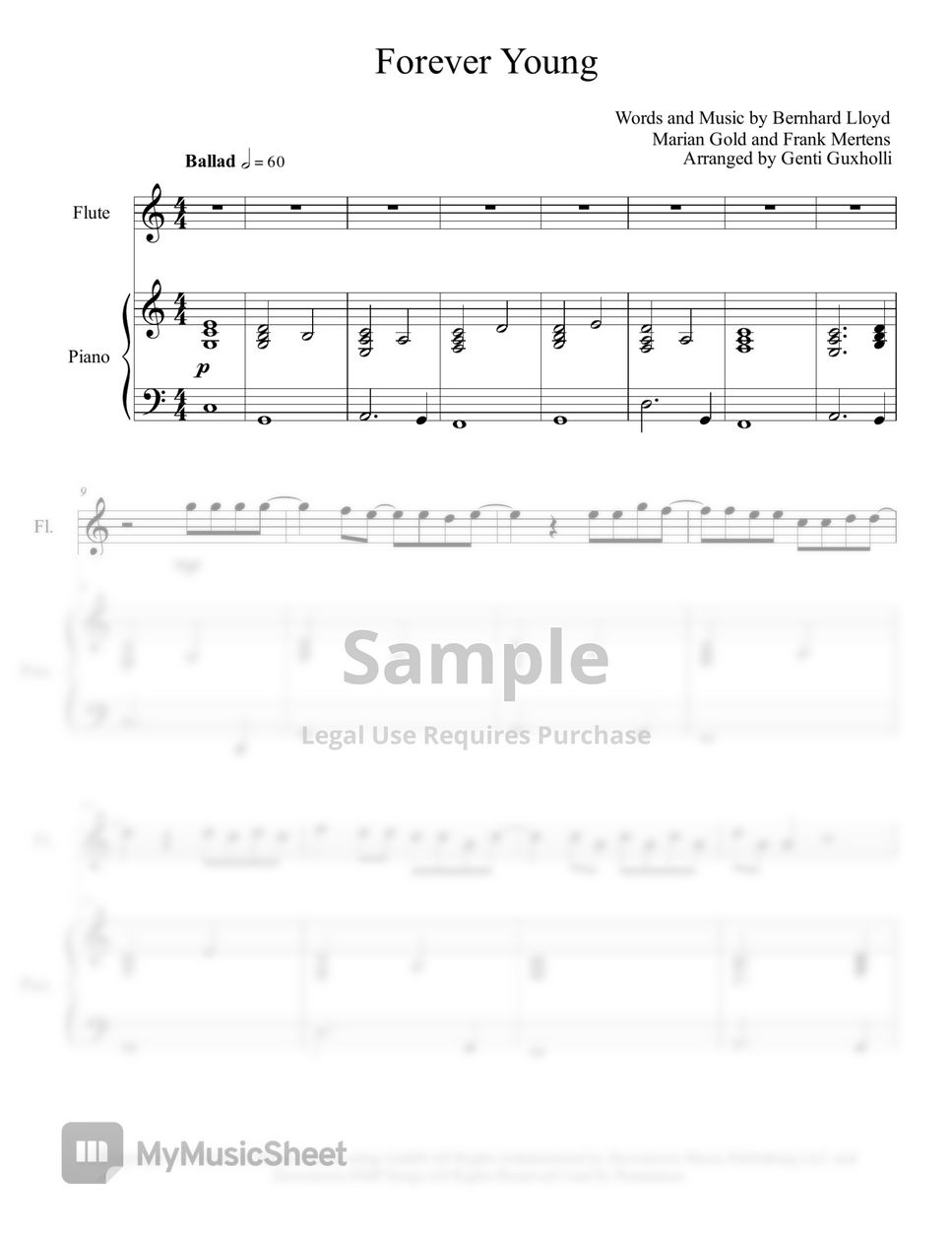 Alphaville Forever Young (Flute Solo with Piano Sheets