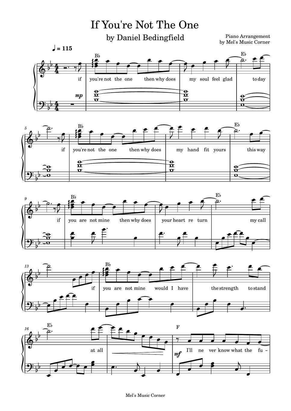 Daniel Bedingfield - If You're Not the One (piano sheet music) Sheet by ...