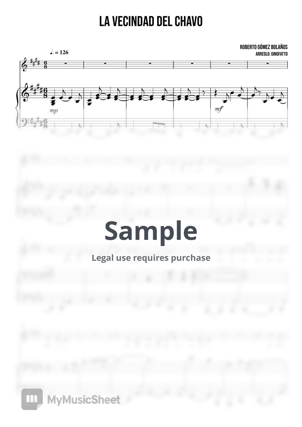 Roberto Gómez Bolaños - La vecindad del Chavo 악보 by ginofatto