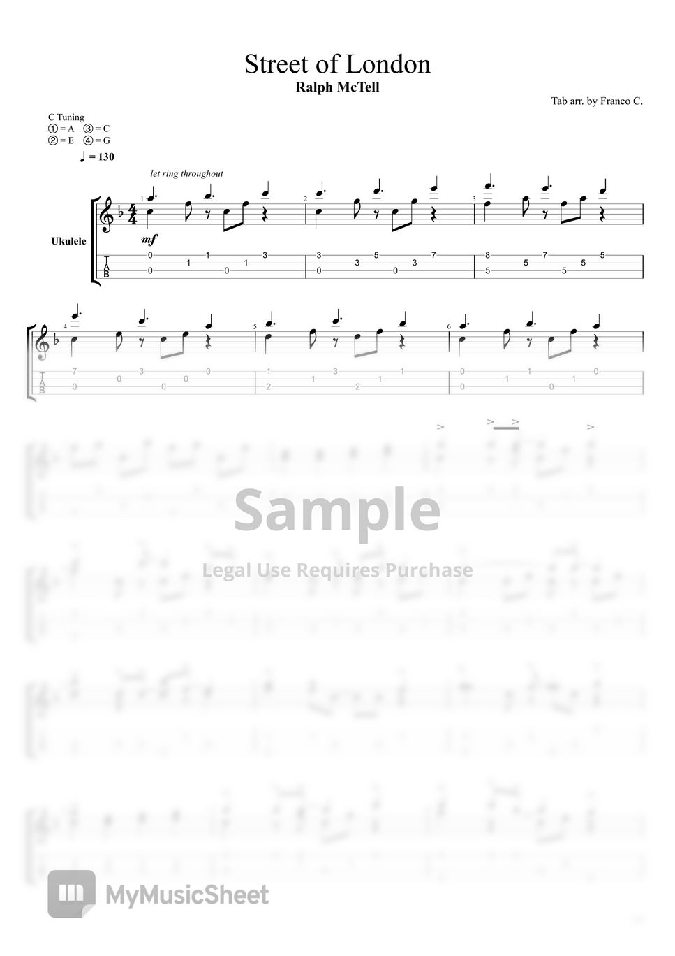 Ralph McTell Street of London (UkuFingerstyle) Sheets by Franco C.