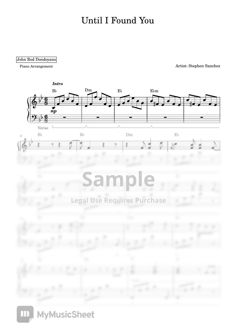 Stephen Sanchez - Until I Found You (PIANO SHEET) by John Rod Dondoyano