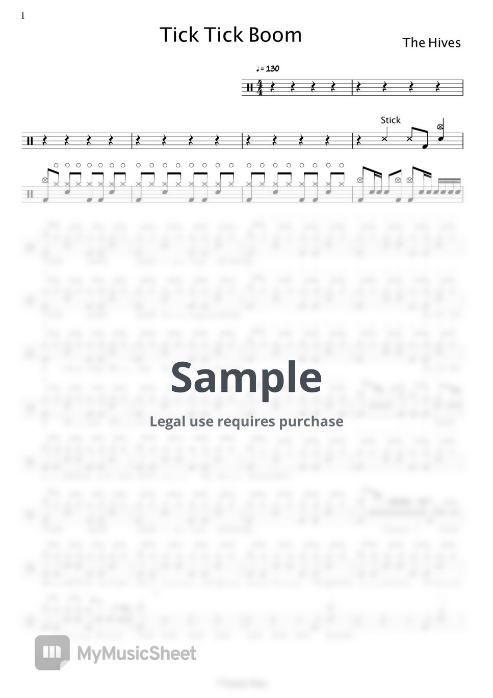 The Hives - Tick Tick Boom Sheets by Gwon's DrumLesson