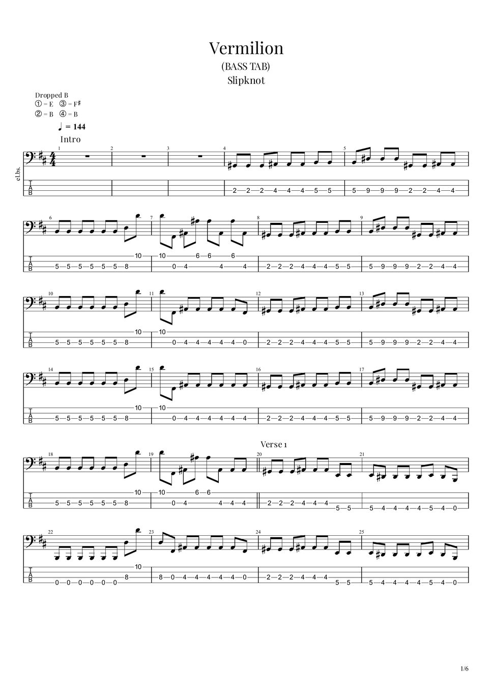 Slipknot - Vermilion (BASS TAB + Guitar Pro) by Um Hanwool