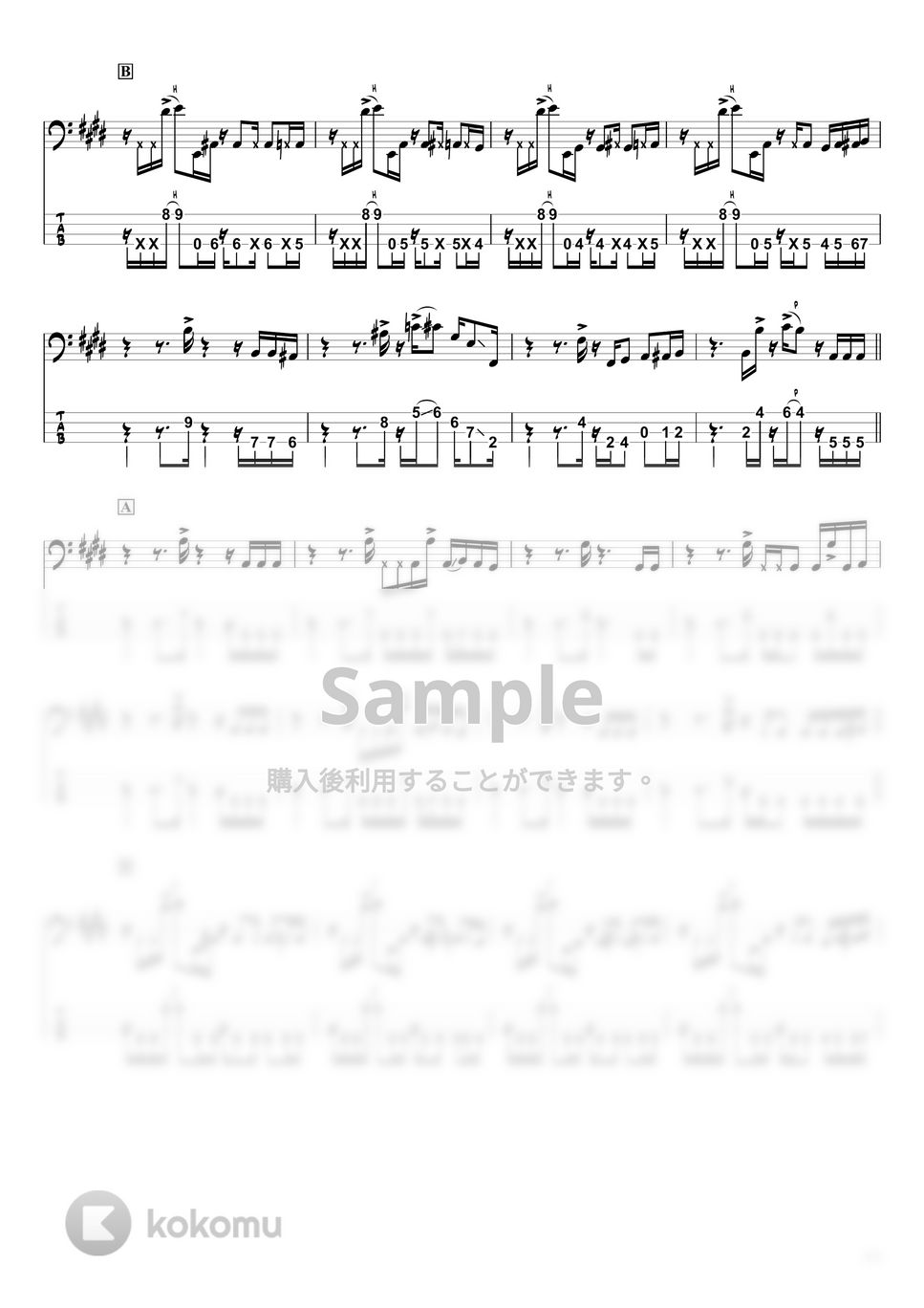 山下　達郎 - ＳＰＡＲＫＬＥ (ベースTAB譜☆4弦ベース対応) by swbass
