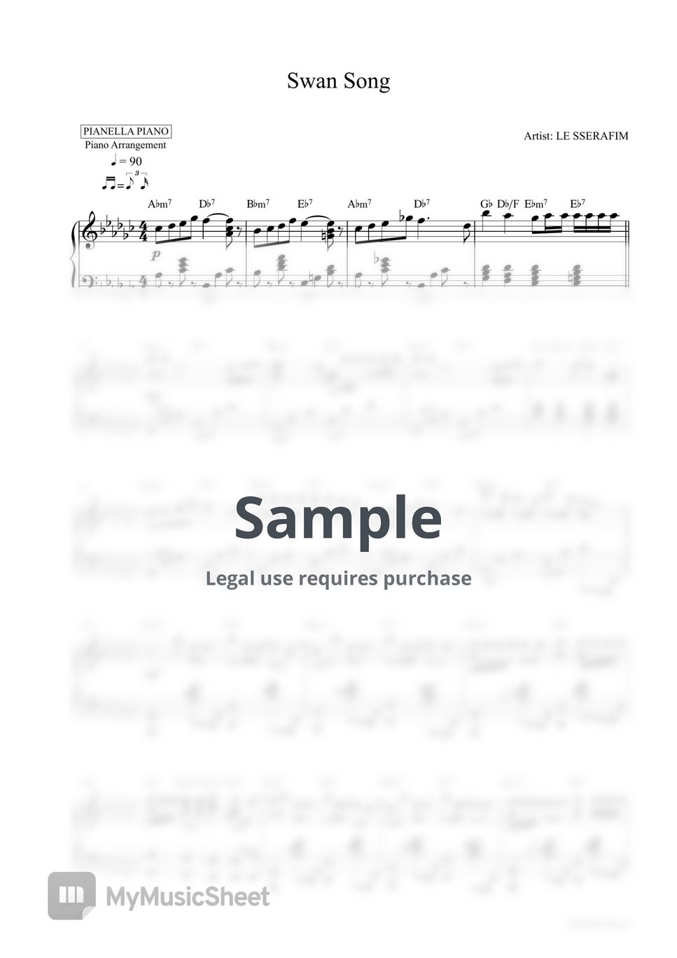 LE SSERAFIM - Swan Song (Piano Sheet) by Pianella Piano