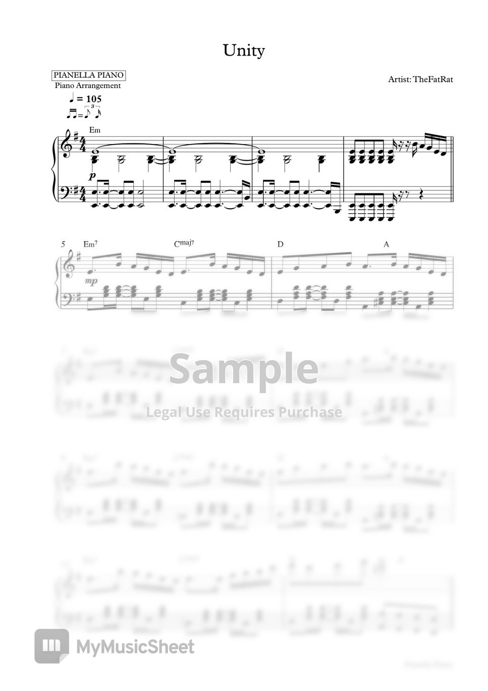Thefatrat unity piano sheet by pianella piano