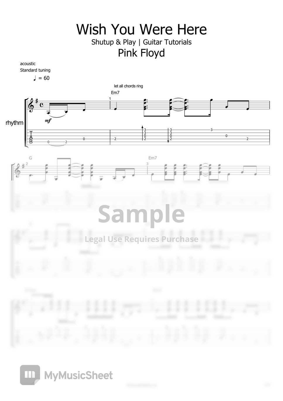 Pink floyd wish you were here by shutup play guitar tutorials