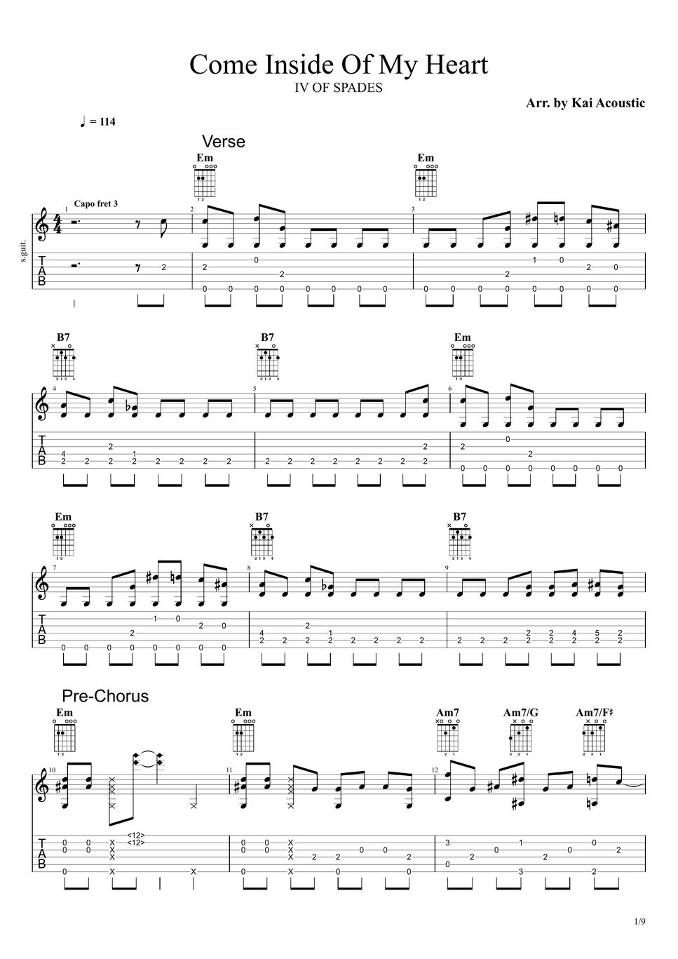 IV OF SPADES Come Inside Of My Heart(IV OF SPADES) Fingerstyle