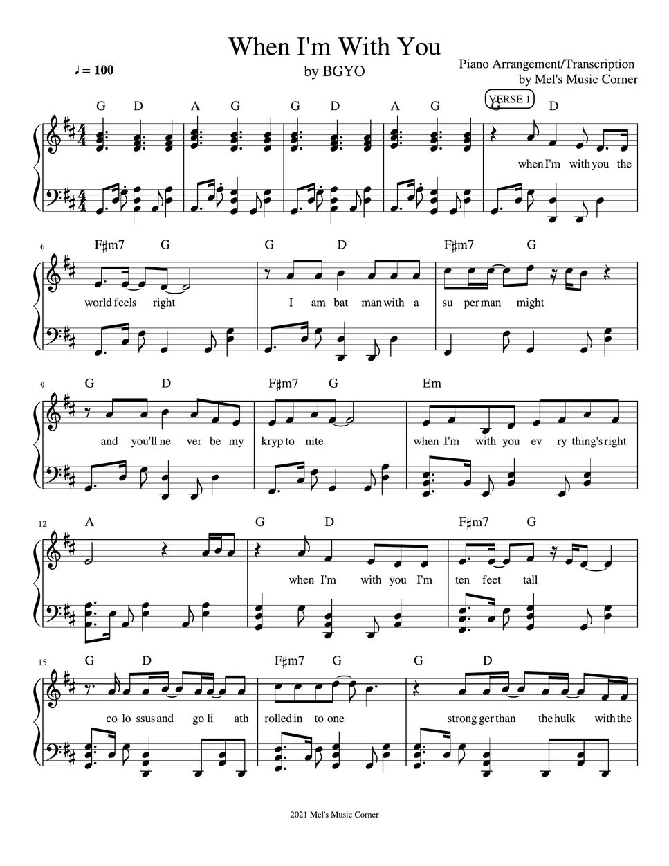 Bgyo when i m with you piano sheet music sheet by mel s music corner