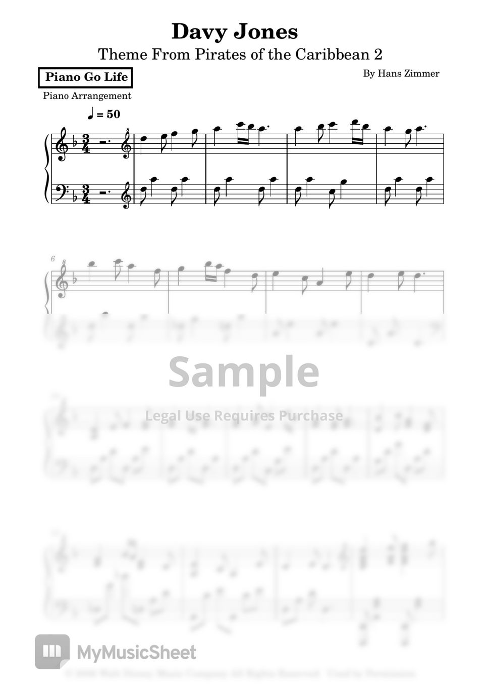 Theme Pirates of the Caribbean Davy Jones (Hans Zimmer) Nuty by Piano