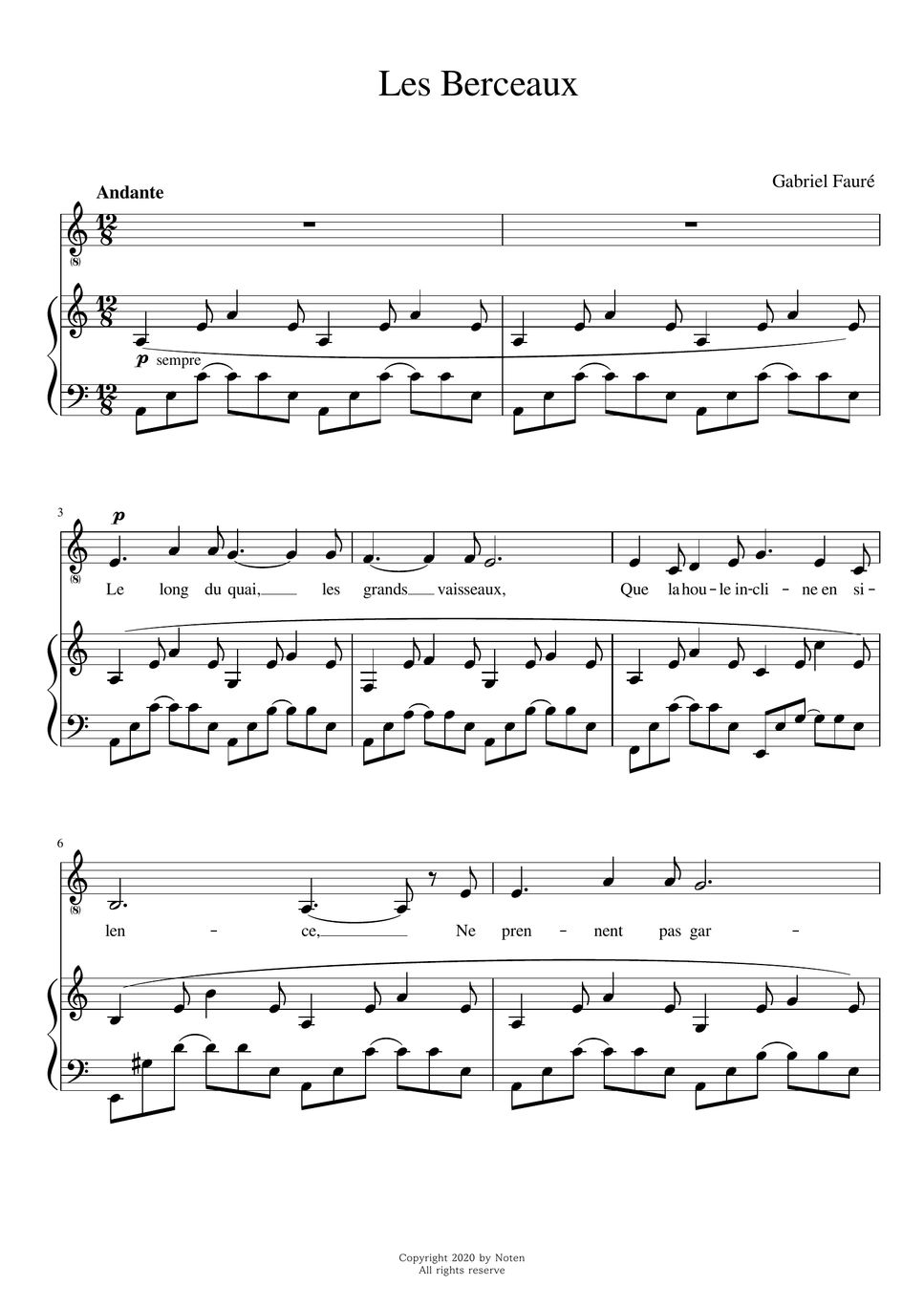 G.Fauré Les Berceaux (Amin) 악보 by noten(노튼)