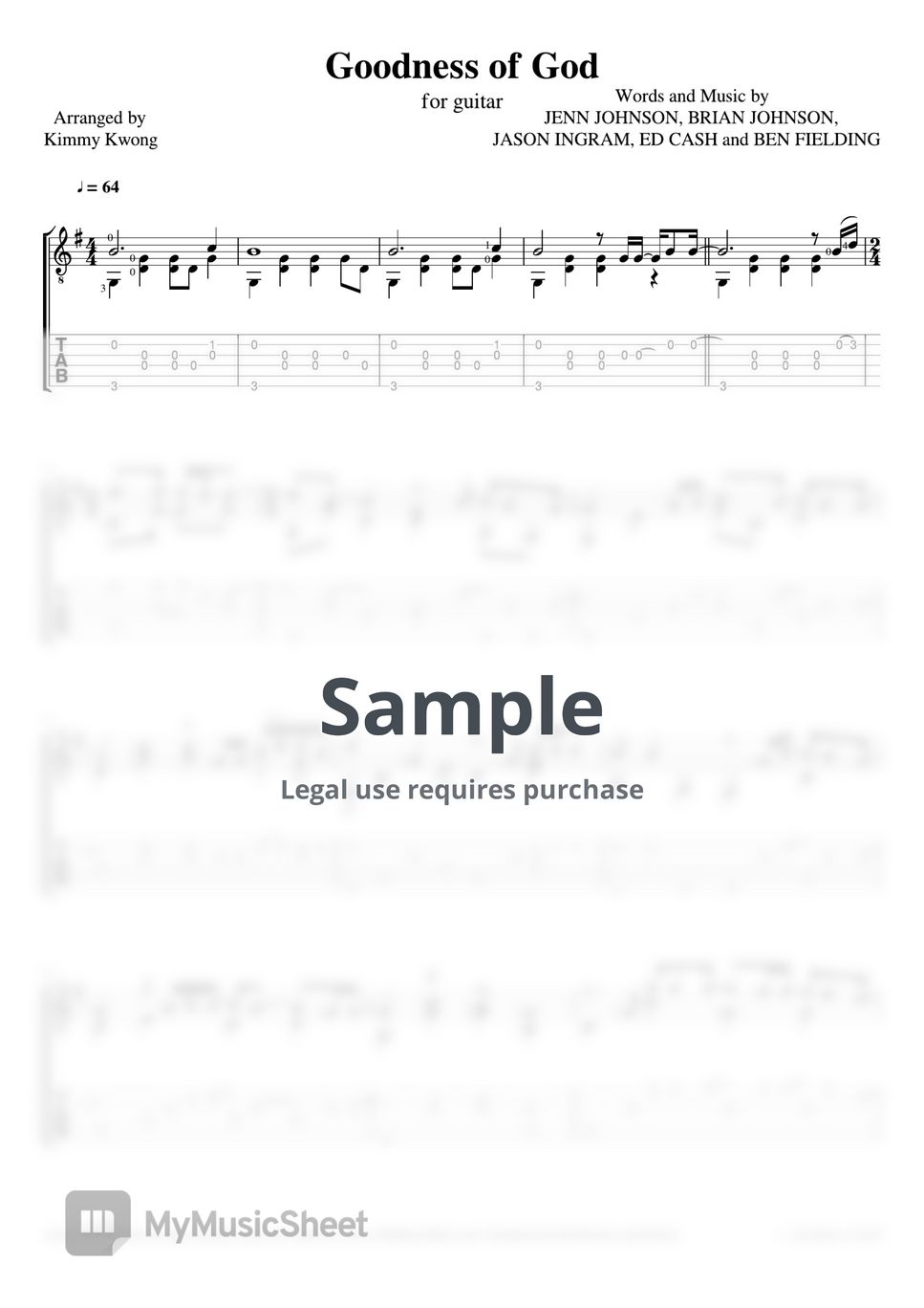 Bethel Music - Goodness of God (for guitar Tab) by Kimmy Kwong