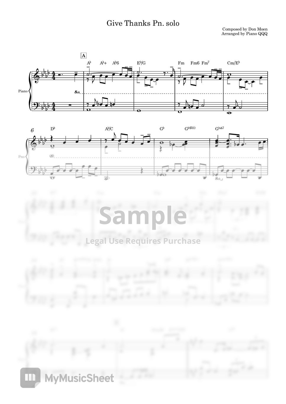 Don Moen - Give Thanks (Piano solo) Sheets by Piano QQQ