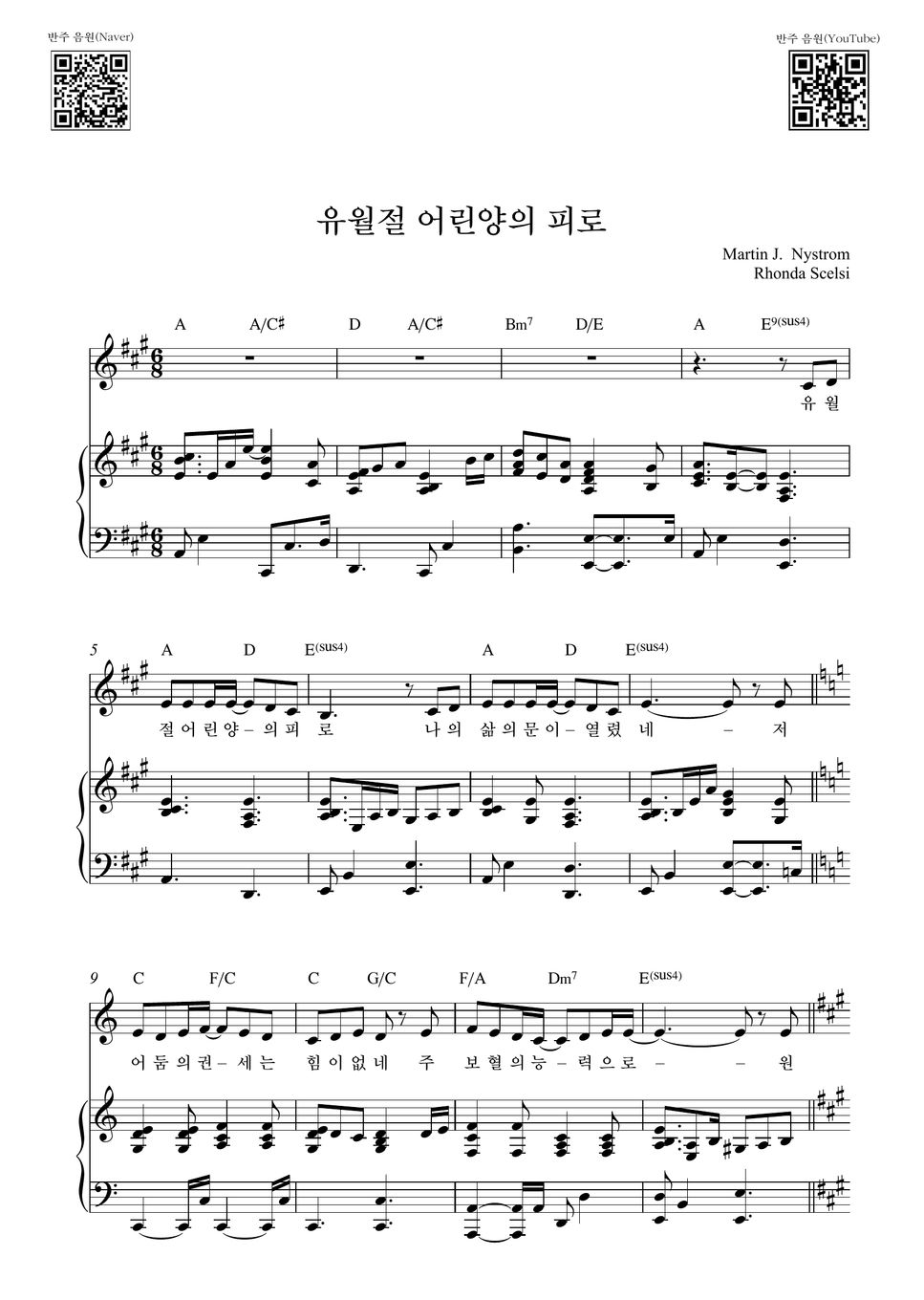 Martin J. Nystrom 유월절 어린 양의 피로(Under the blood) (피아노 3단) Partition