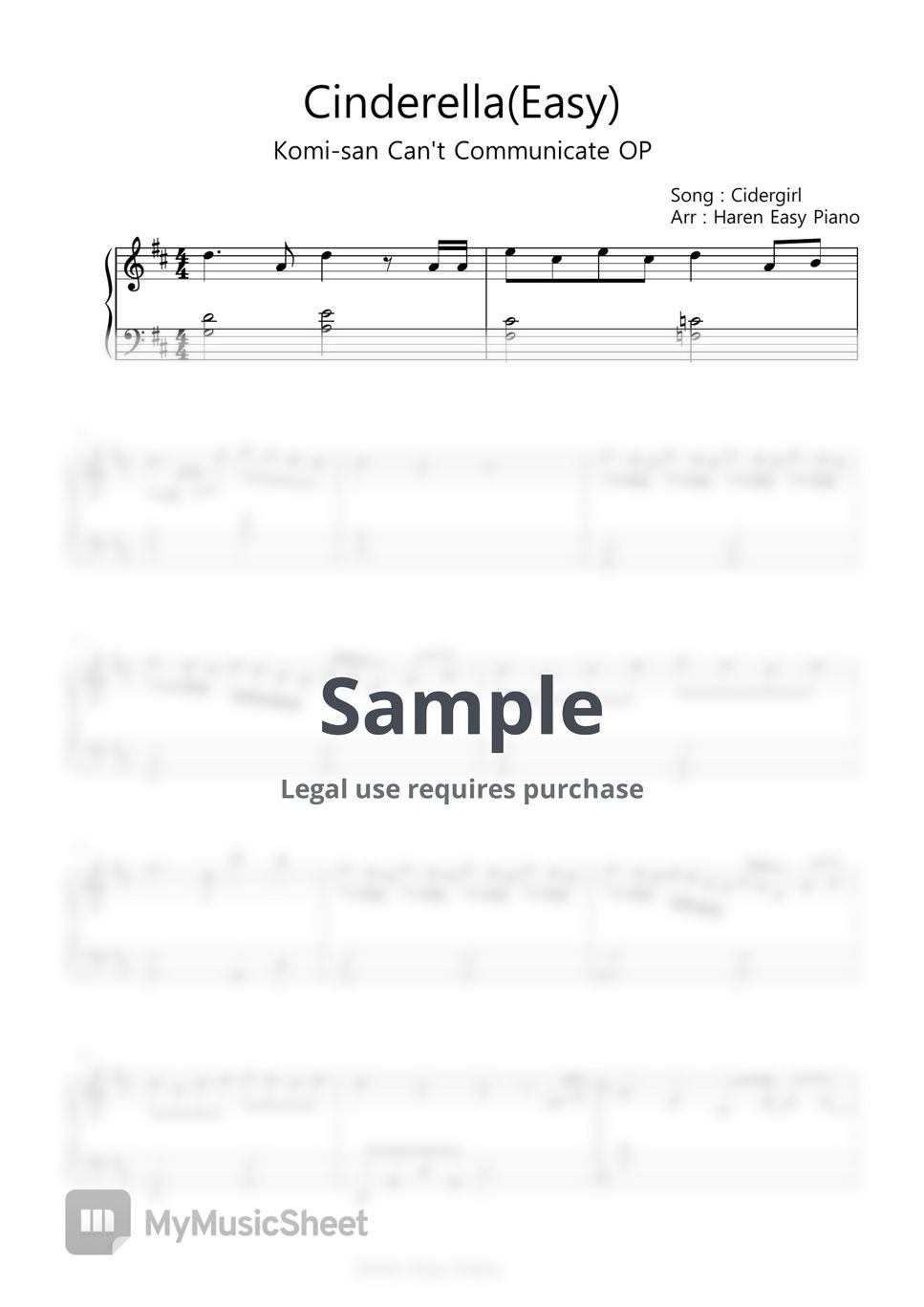komi-san-can-t-communicate-cinderella-easy-ver-by-haren-easy-piano