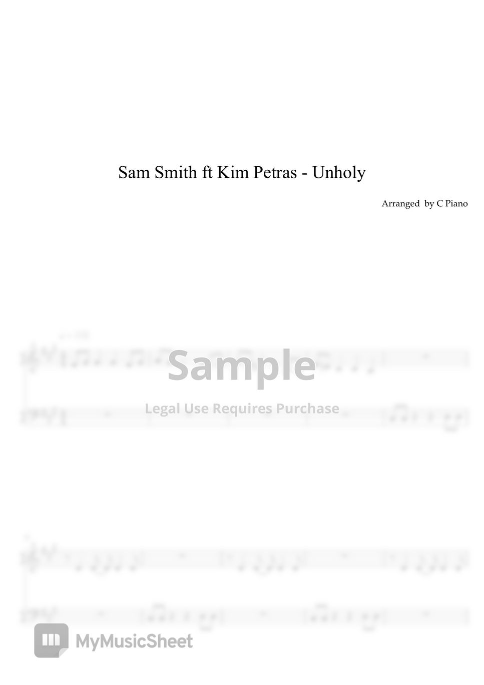 Sam Smith ft Kim Petras - Unholy (Easy Version) by C Piano