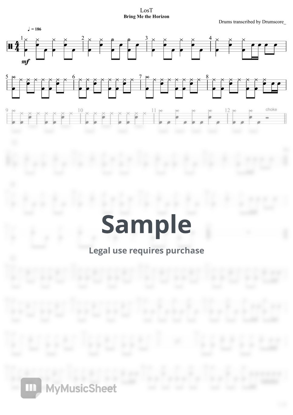 Bring me the horizon lost sheet music by drumscore 