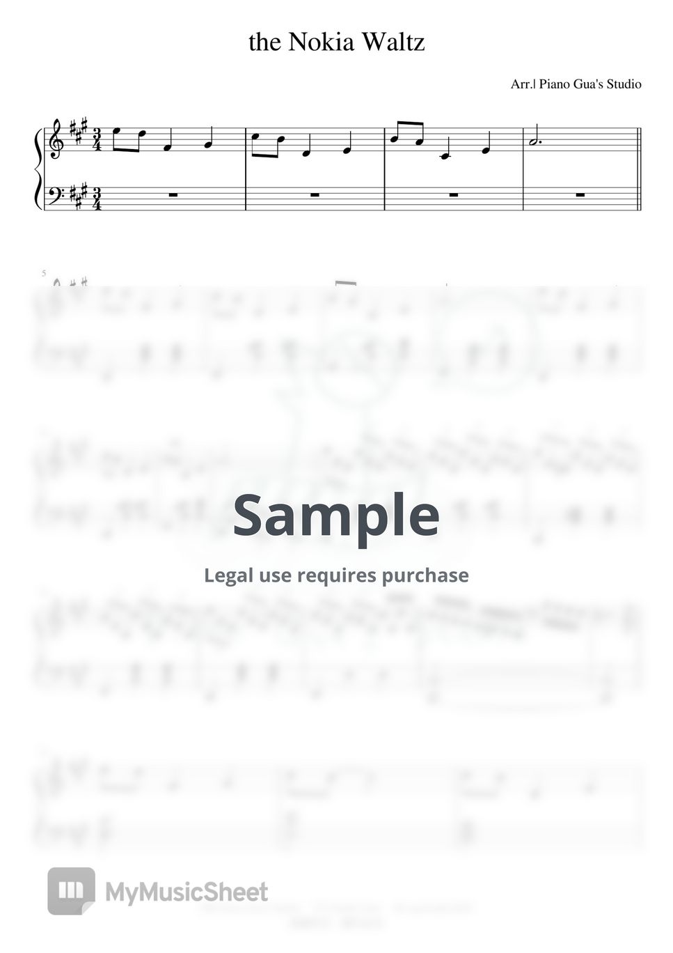 Nokia - Nokia手機鈴聲 -【原創鈴聲改編feat.圓舞曲風格】鋼琴譜 Sheets by Piano Gua's Studio