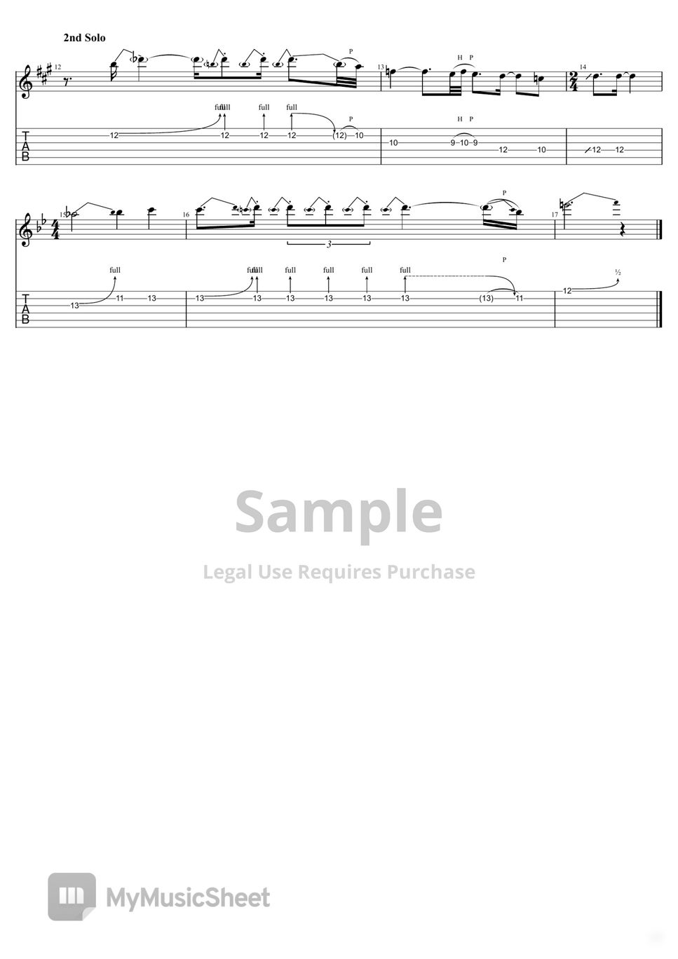 Rubberband guitar intro solo tab sheets by jackson cheung