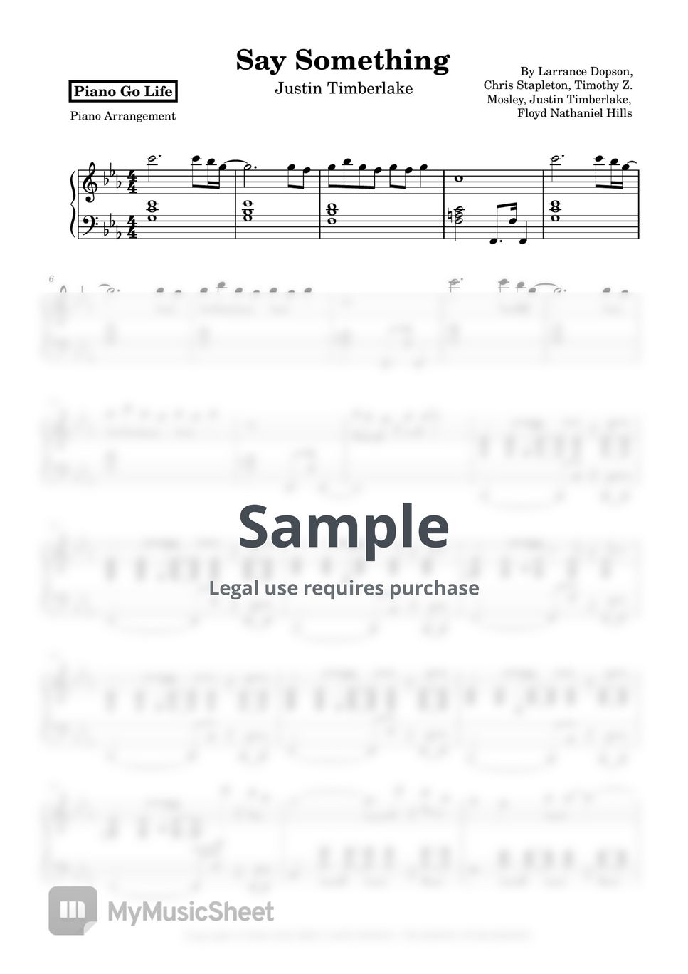 Justin Timberlake Say Something Sheets By Piano Go Life