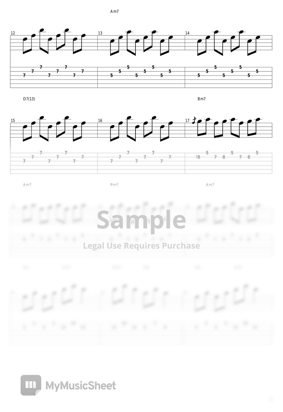 Vacations Young Tab + 1staff by guitar cover with tab