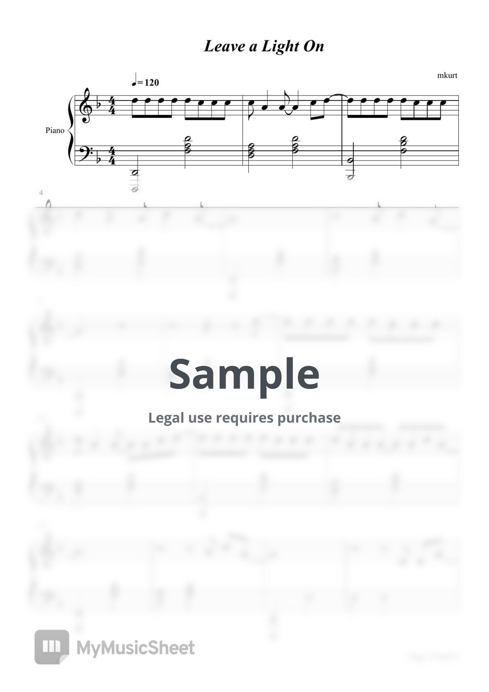 Tom Walker - Leave a Light On (Tom Walker) Sheet Music by dogemusic