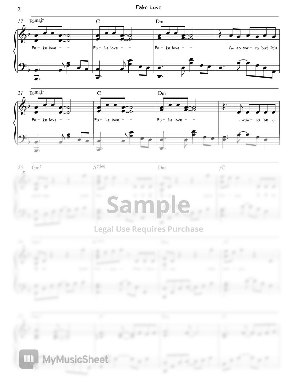 BTS (방탄소년단) Fake Love Piano Sheet by. Gloria L. Lembar Musik
