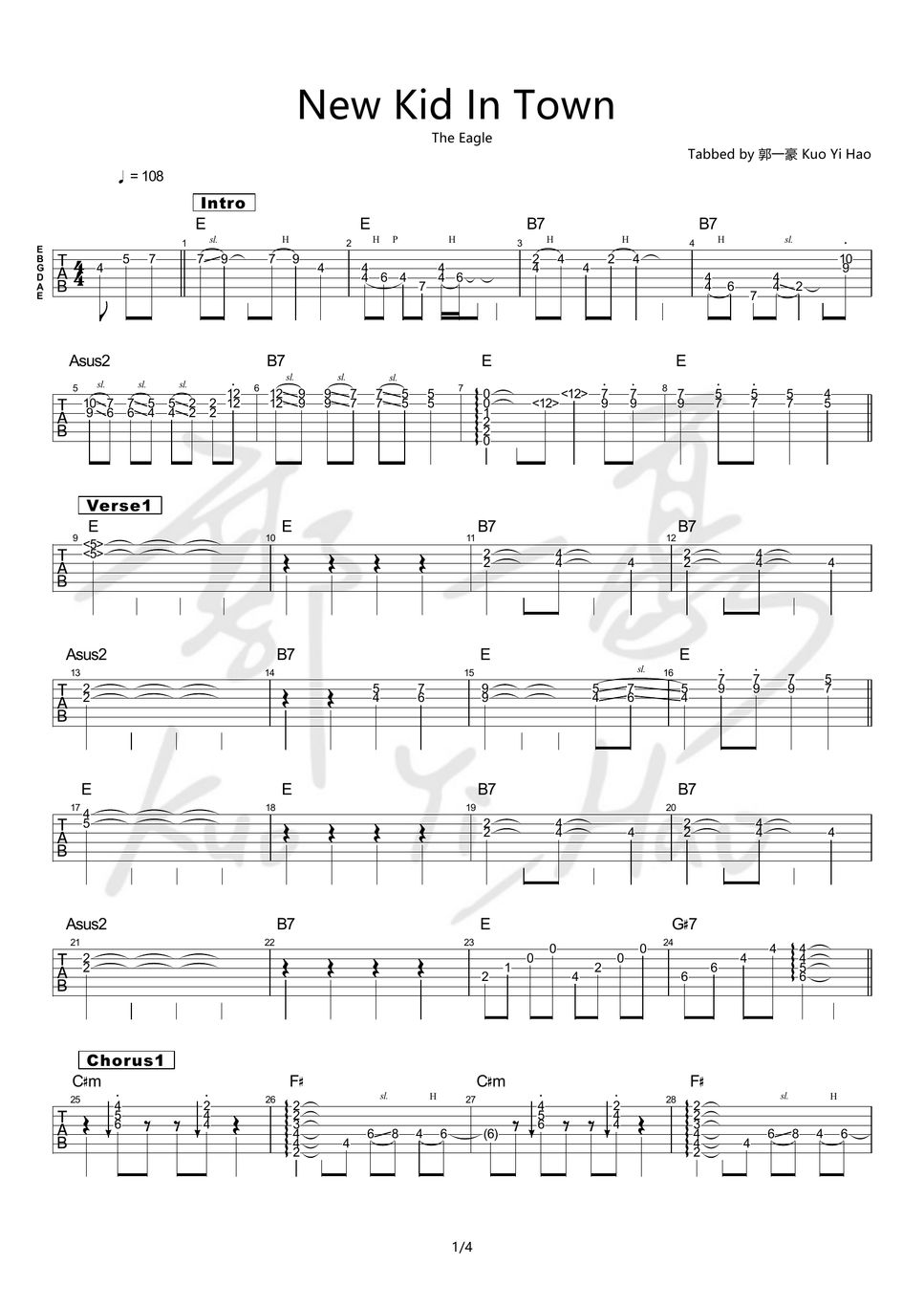 The Eagle - New Kid In Town 楽譜 by 郭一豪 Kuo Yi-Hao