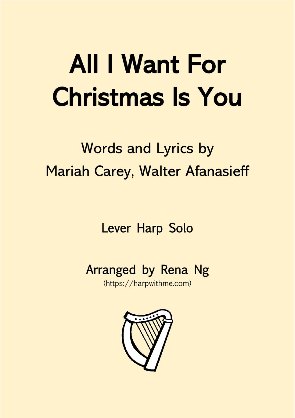 Mariah Carey - All I Want For Christmas Is You (Harp Solo) - Intermediate by Harp With Me