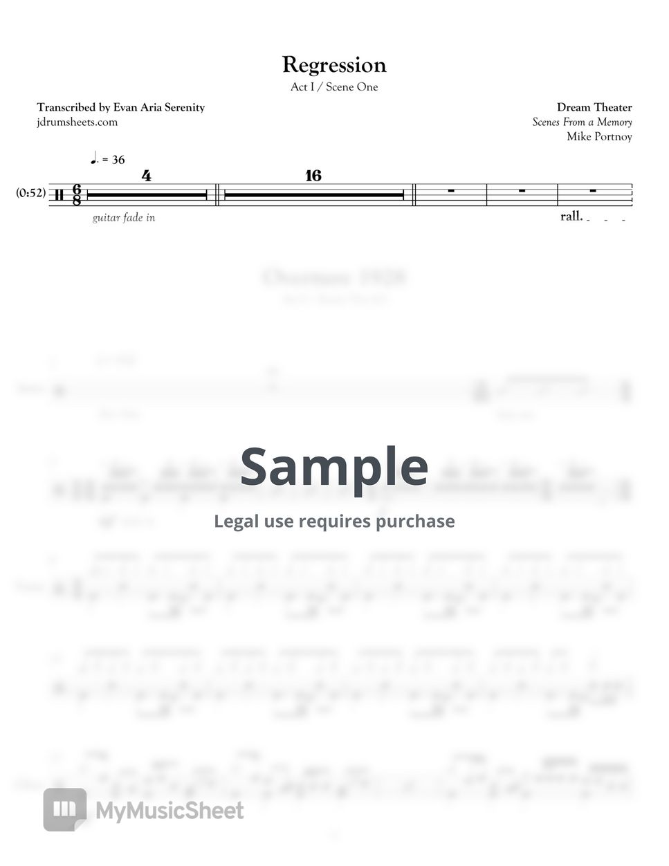 Dream Theater - Overture 1928 Sheets by Jaslow Drum Sheets