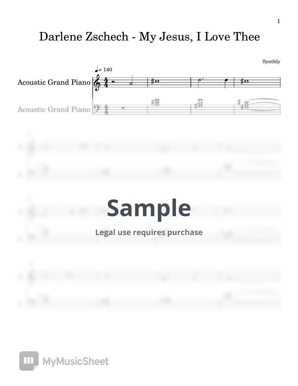 Darlene Zschech - My Jesus, I Love Thee (EASY PIANO SHEET) by Synthly