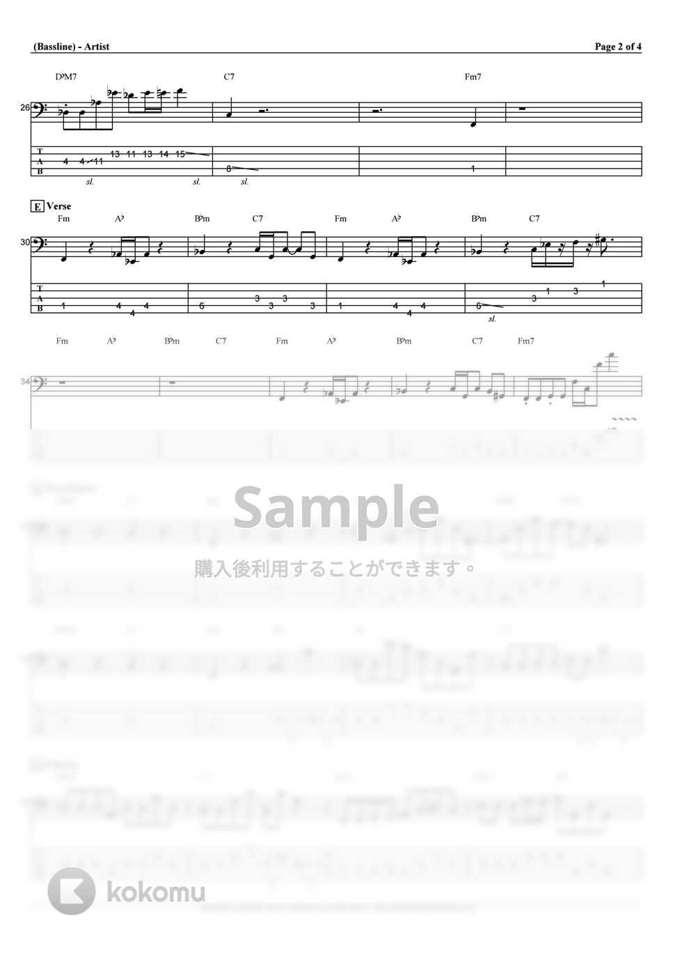 東京リベンジャーズ - ここで息をして (ベース Tab譜 5弦) by T's bass score