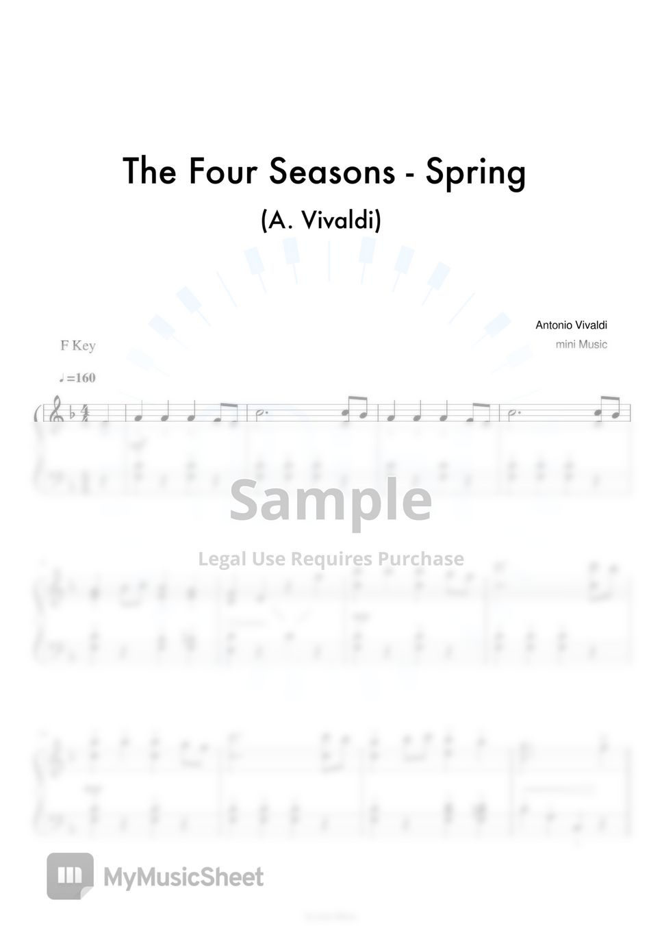 A. Vivaldi (비발디) - The Four Seasons - 'Spring' (사계 중 '봄') (Piano Ver.) by mini Music