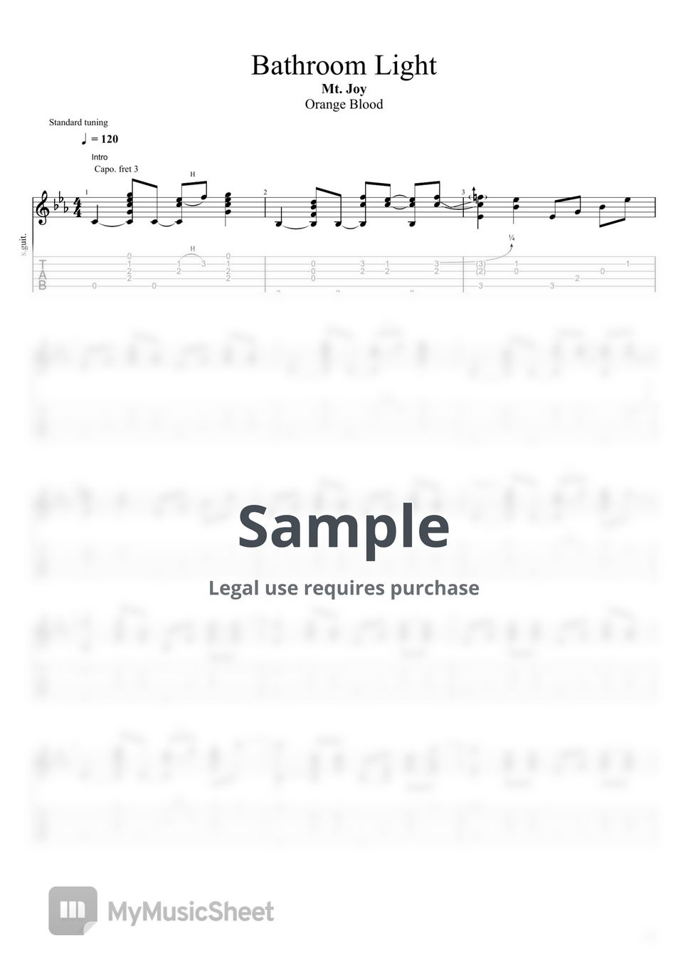 Mt. Joy - Bathroom Light 악보 by Ryan Valentine