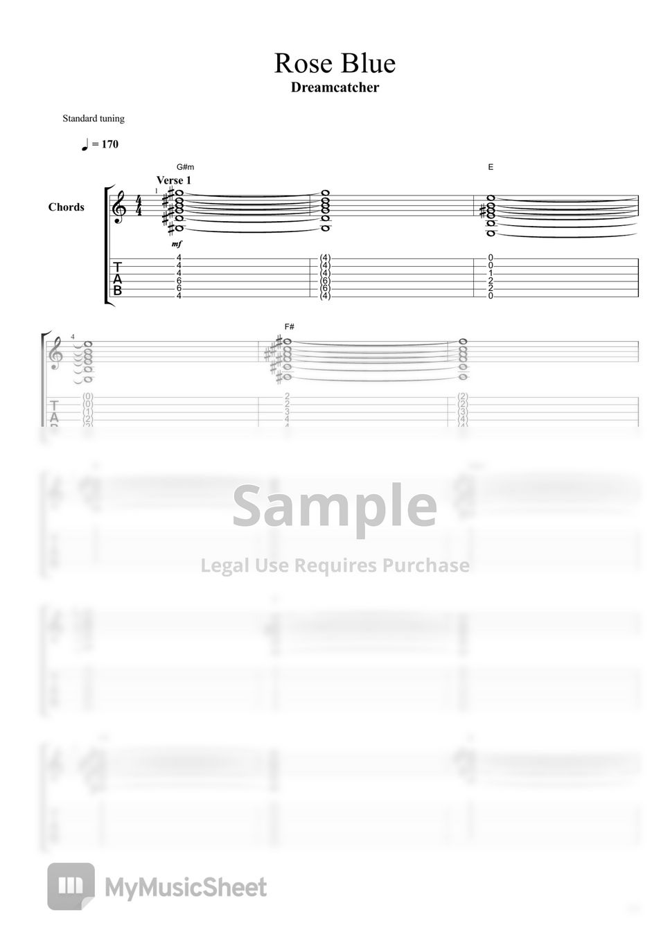 Dreamcatcher Rose Blue 악보