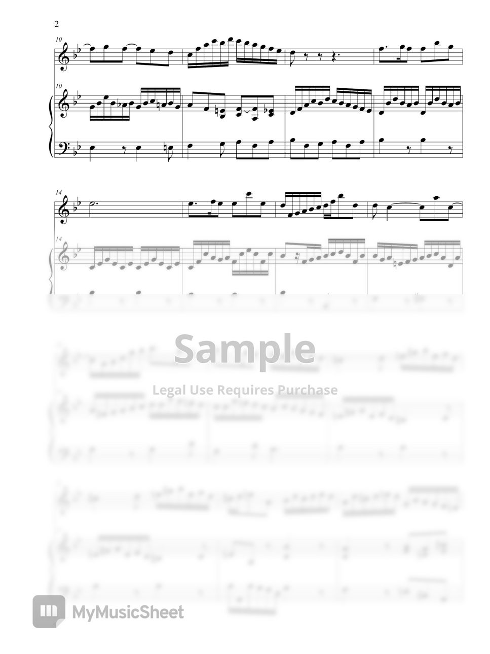 J. S. Bach Siciliano(시칠리아노, Flute Solo, Piano, 플룻 솔로) (Flute Solo) 악보