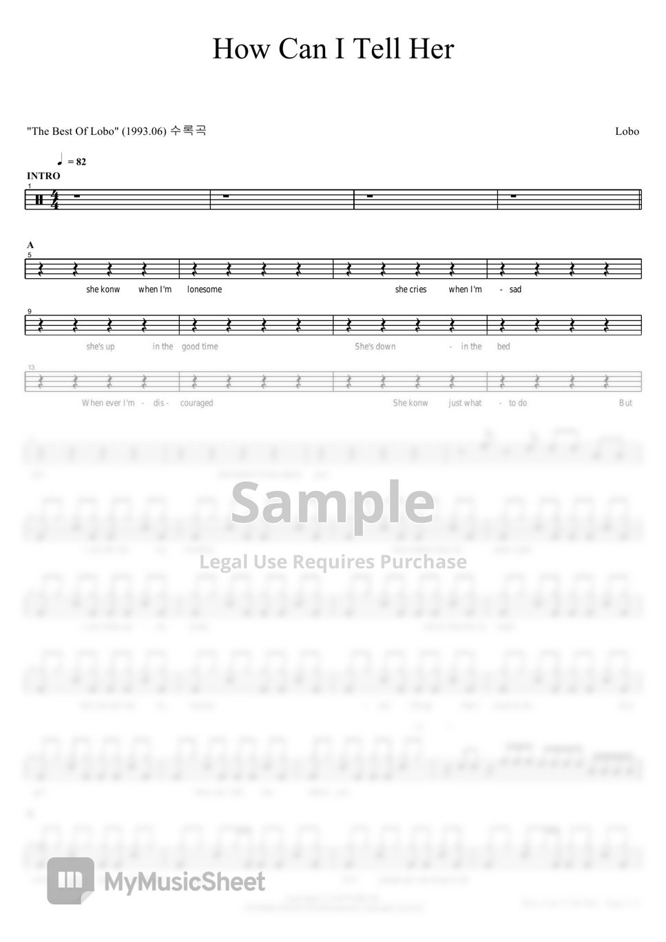 Lobo how can i tell her sheets by copydrum