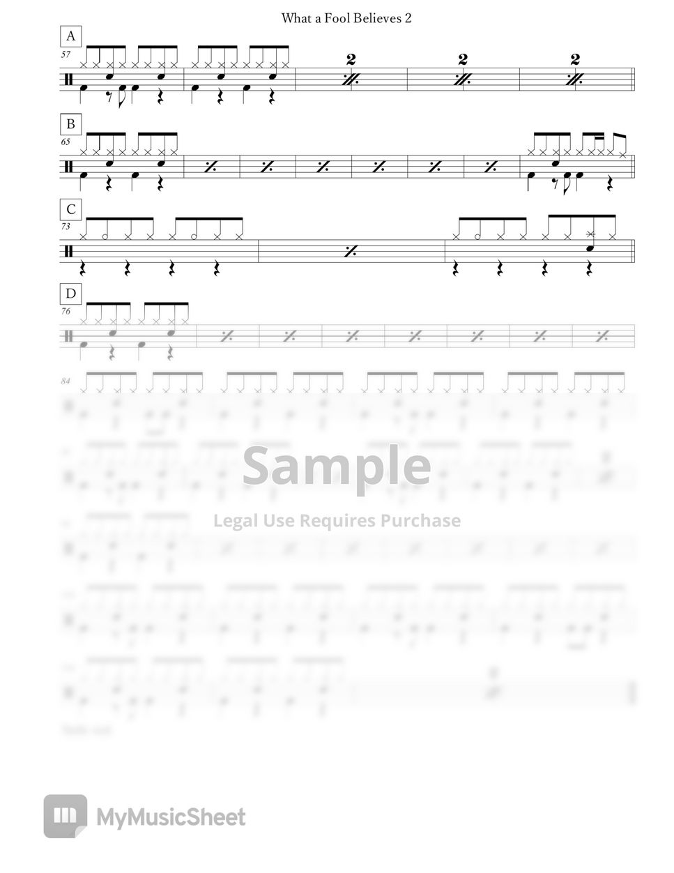 The Doobie Brothers - What A Fool Believes Sheets By Arkadia Drums