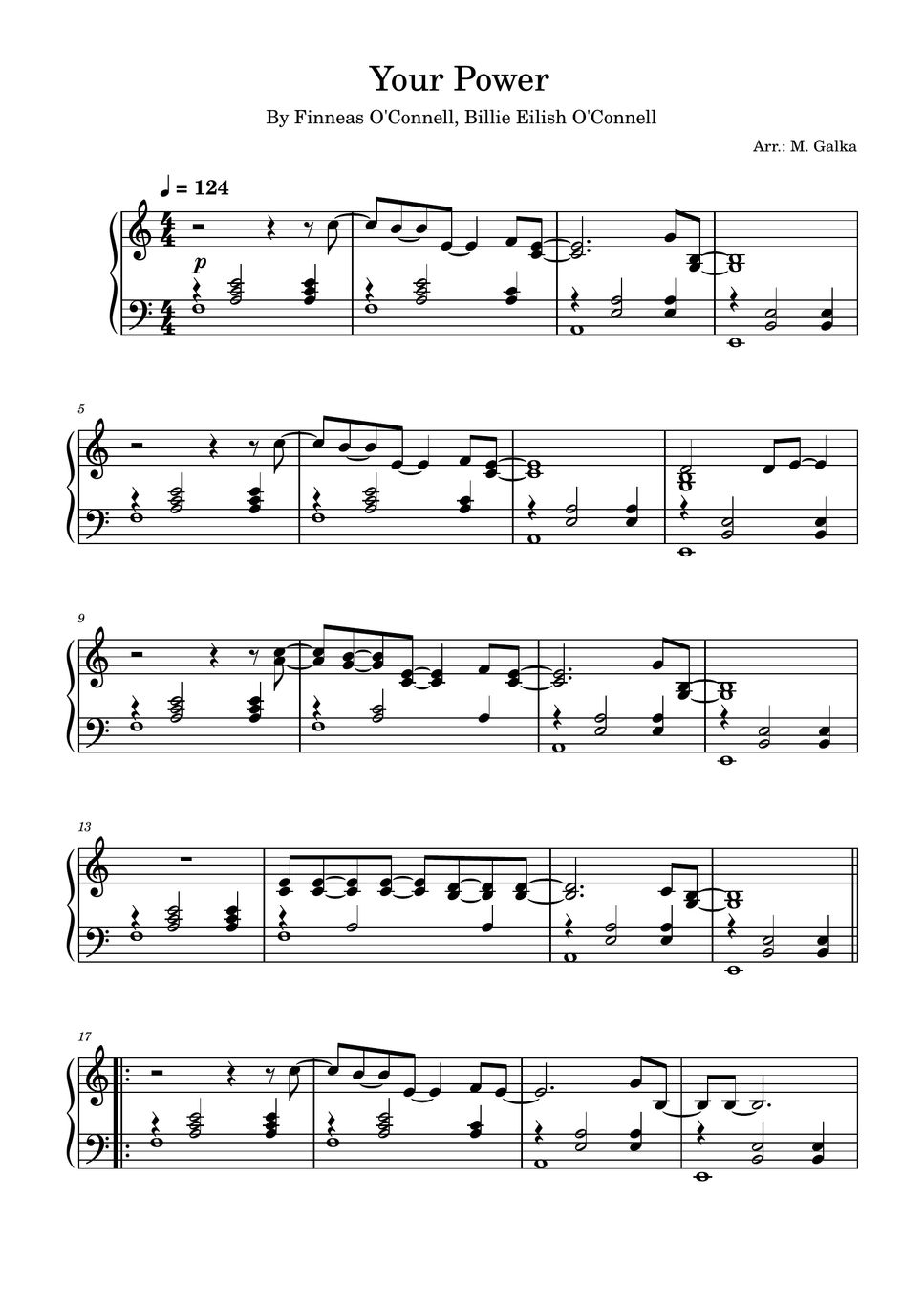 Billie Eilish Your Power Partitura by M. Galka