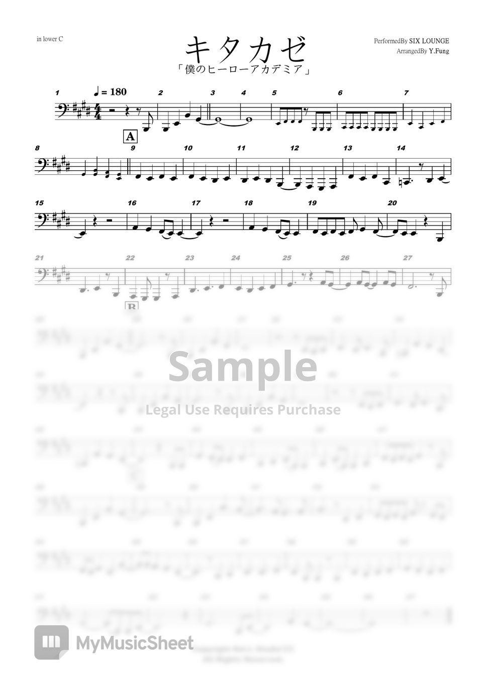 SIX LOUNGE - キタカゼ (pdf in C/Eb/B/F) 楽譜 by fung yip